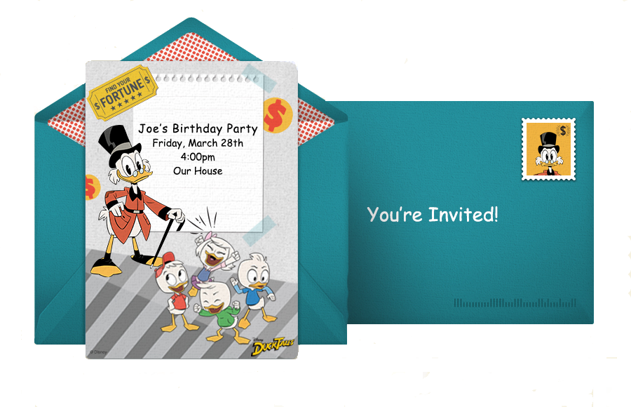 DuckTales Online Invitation for Birthday Parties